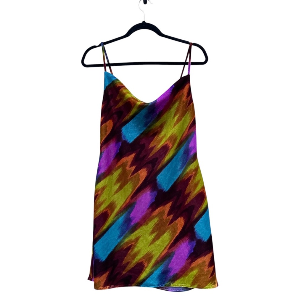 Urban Outfitters Mallory Velvet Printed Cowl Neck Tank Mini Slip Dress Medium